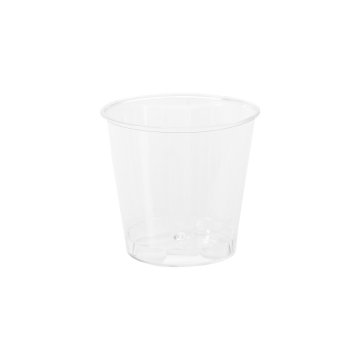 Pakke med 100 plast mini skyllekopper 20 ml - gennemsigtig