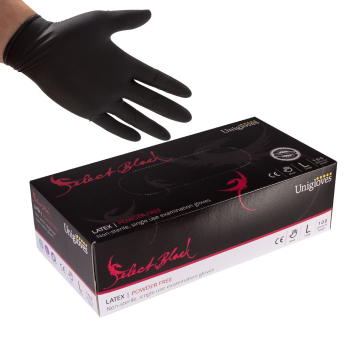 Pakke med 100 stk. Unigloves Select Sort, engangslatexhandsker. Powder-free