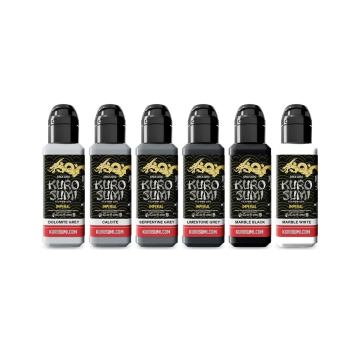 Kuro Sumi Imperial tatoveringsblæk - Marble Stone sæt - 6 x 44 ml