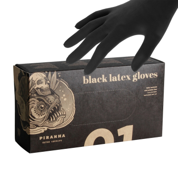 Pakke med 100 stk. Piranha sorte latexhandsker