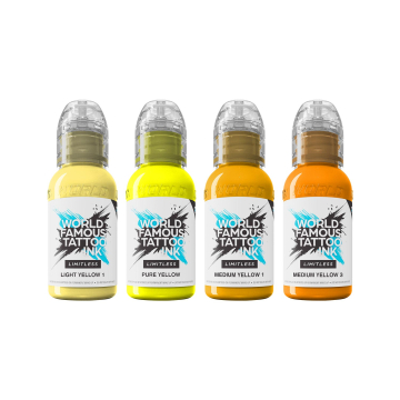 World Famous Limitless tatoveringsblæk - Shades of Yellow Collection - 4x 30 ml